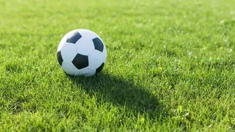 Balón de fútbol sobre césped Balón de fútbol sobre césped