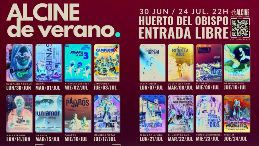 Cartel de la programaci&oacute;n de Alcine de Verano 2025