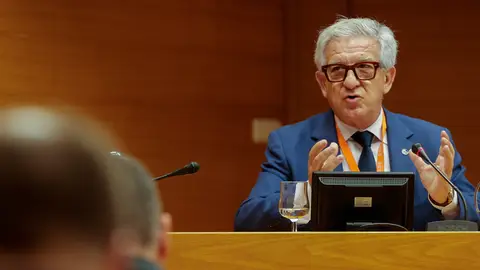 El decano de la Demarcación del Colegio de Ingenieros de Caminos, Canales y Puertos en la Comunitat Valenciana, Javier Machí, durante su comparecencia. El decano de la Demarcación del Colegio de Ingenieros de Caminos, Canales y Puertos en la Comunitat Valenciana, Javier Machí, durante su comparecencia.