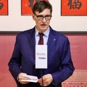 Salvador Illa, en un contacte informatiu a Pequín