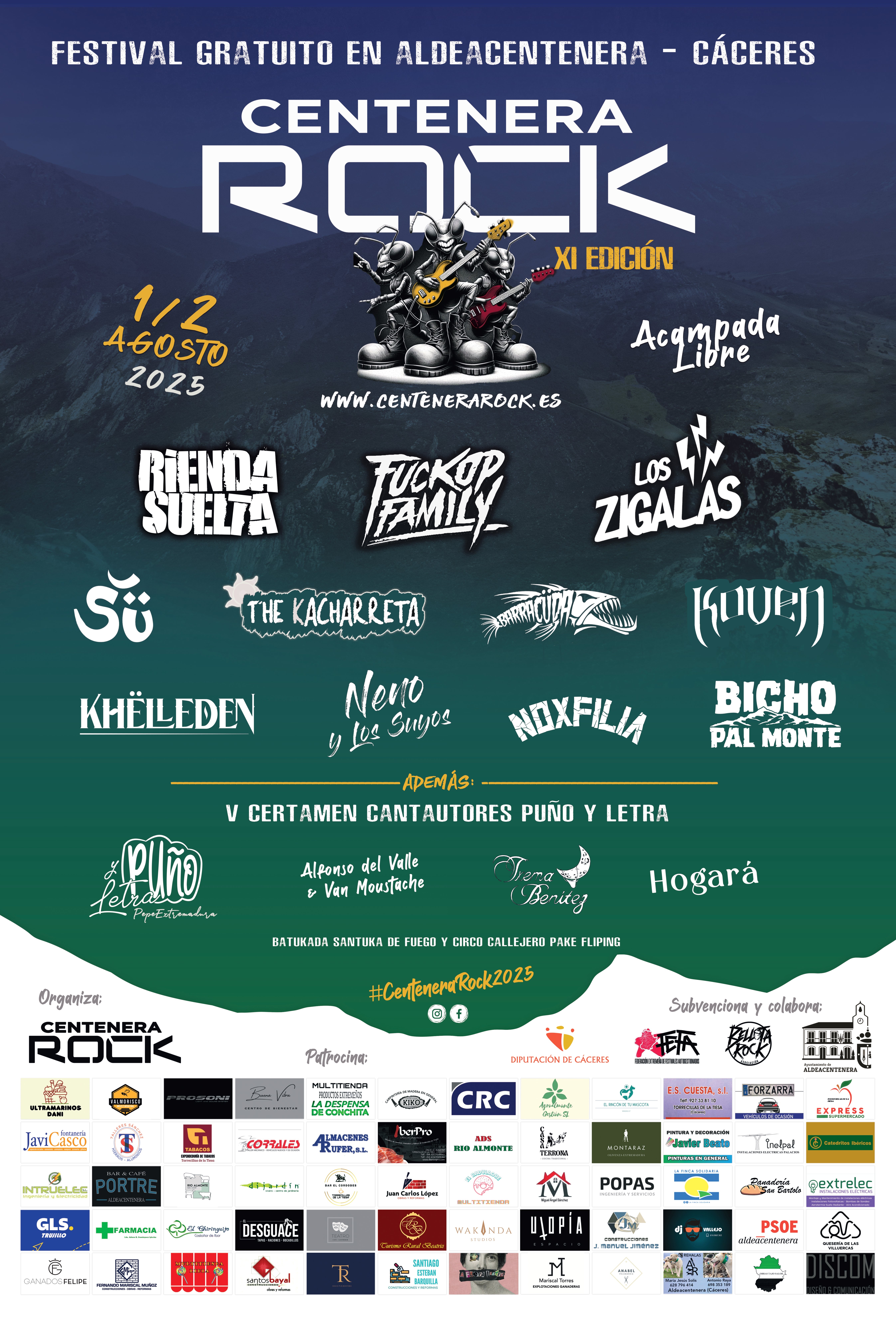 14 Bandas llegadas de toda España se darán cita en la undécima edición del Festival Centenerarock en Aldeacentenera 14 Bandas llegadas de toda España se darán cita en la undécima edición del Festival Centenerarock en Aldeacentenera