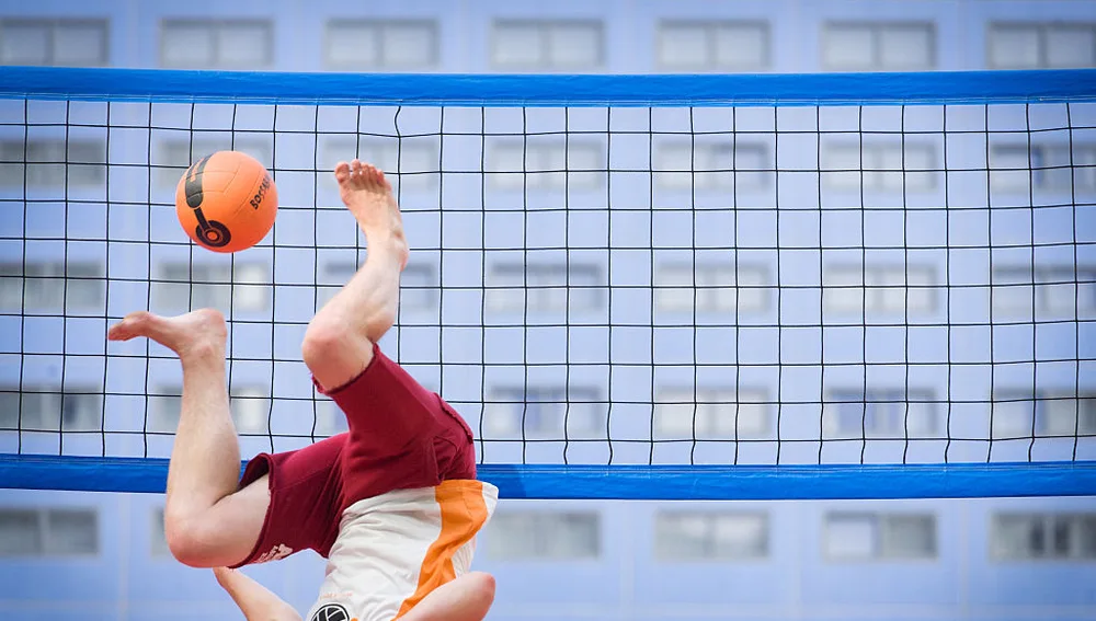 Selección alemana de bossaball jugando al deporte Selección alemana de bossaball jugando al deporte