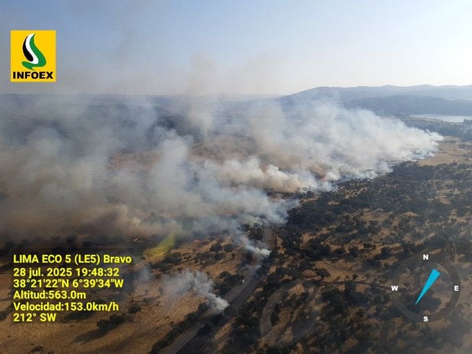Estabilizado un incendio forestal en Brovales que ha afectado a unas 32 hectáreas de pastos Estabilizado un incendio forestal en Brovales que ha afectado a unas 32 hectáreas de pastos