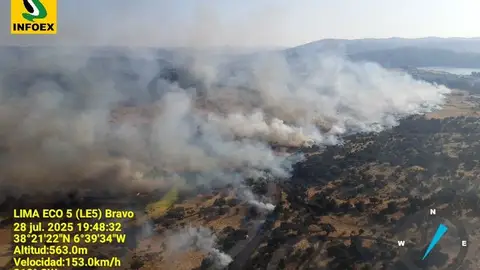Estabilizado un incendio forestal en Brovales que ha afectado a unas 32 hectáreas de pastos Estabilizado un incendio forestal en Brovales que ha afectado a unas 32 hectáreas de pastos