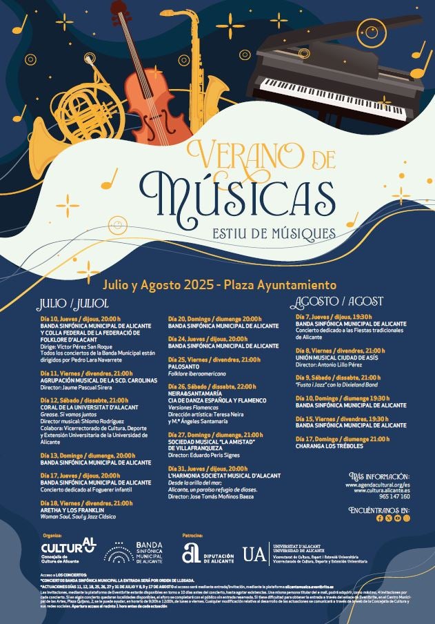 Alicante recibe en agosto a los conciertos gratuitos de jazz y blues en Las Cigarreras y al ‘Verano de músicas’ en la Plaza Alicante recibe en agosto a los conciertos gratuitos de jazz y blues en Las Cigarreras y al ‘Verano de músicas’ en la Plaza