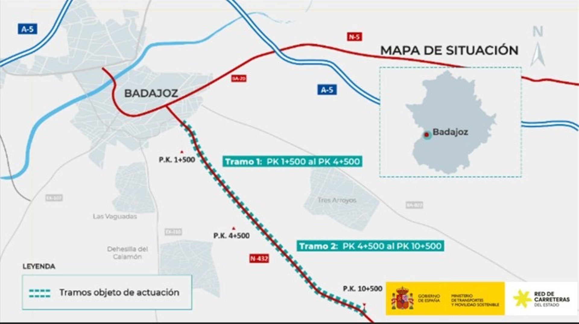 Las obras de mejora del acceso sur a Badajoz provocarán el corte de la N-432 en varios kilómetros a partir de este lunes Las obras de mejora del acceso sur a Badajoz provocarán el corte de la N-432 en varios kilómetros a partir de este lunes