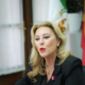 La consejera de Economía, Hacienda y Fondos Europeos y portavoz del Gobierno andaluz, Carolina España, durante la entrevista con Europa Press - MARÍA JOSÉ LÓPEZ-EUROPA PRESS