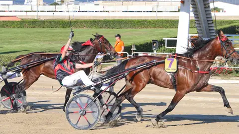 Magic Mar y Joan Antoni Riera, ganadores del Gran Premio Nacional de Trote 2025 que se ha celebrado en el hipódromo Son Pardo de Palma Magic Mar y Joan Antoni Riera, ganadores del Gran Premio Nacional de Trote 2025 que se ha celebrado en el hipódromo Son Pardo de Palma