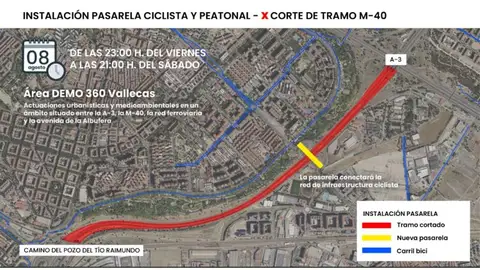 La instalación de una pasarela en Puente de Vallecas obligará a cortar la M4 La instalación de una pasarela en Puente de Vallecas obligará a cortar la M4
