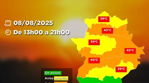 Alerta naranja por altas temperaturas este viernes en Vegas del Guadiana, Villuercas-Montánchez, La Siberia y Tajo y Alagón Alerta naranja por altas temperaturas este viernes en Vegas del Guadiana, Villuercas-Montánchez, La Siberia y Tajo y Alagón