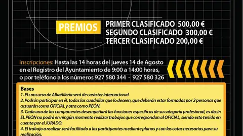 Valencia de Alcántara celebrará su XXIX Concurso Internacional Albañilería el 15 de agosto Valencia de Alcántara celebrará su XXIX Concurso Internacional Albañilería el 15 de agosto