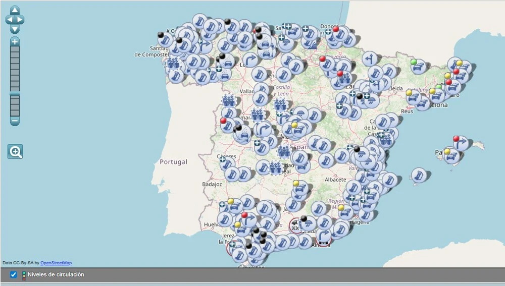 Captura de pantalla de la web infocar.dgt Captura de pantalla de la web infocar.dgt