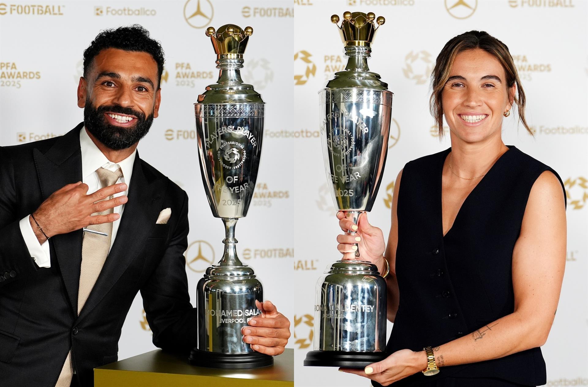 Mohamed Salah y Mariona Caldentey, elegidos mejores jugadores del año por los futbolistas de Inglaterra Mohamed Salah y Mariona Caldentey, elegidos mejores jugadores del año por los futbolistas de Inglaterra