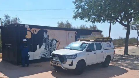 Un operario de Endesa revisa las instalaciones próximas al recinto ferial de Almería. Un operario de Endesa revisa las instalaciones próximas al recinto ferial de Almería.