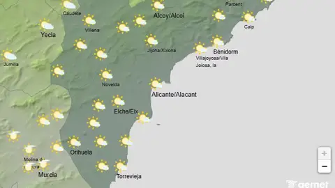 Mapa de previsión meteorológica de la AEMET. Mapa de previsión meteorológica de la AEMET.