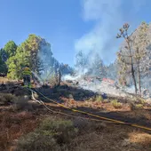 Imagen del conato de incendio declarado el 23 de agosto de 2025 en el municipio canario de El Pinar en la isla de El Hierro Imagen del conato de incendio declarado el 23 de agosto de 2025 en el municipio canario de El Pinar en la isla de El Hierro