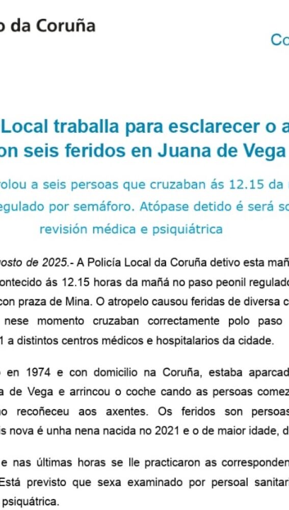 Comunicado Concello A Coruña 