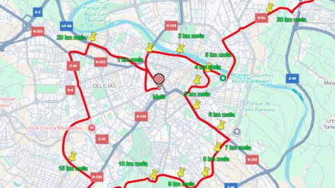 Recorrido de la Vuelta Ciclista en Zaragoza