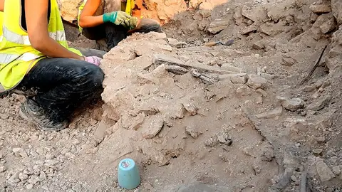La excavación ha descubierto restos de una 'bimah’, una antigua tribuna de oración del rabino La excavación ha descubierto restos de una 'bimah’, una antigua tribuna de oración del rabino