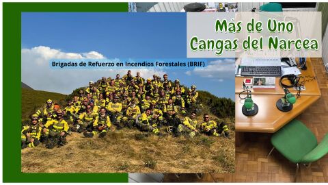 Bomberos Forestales de BRIFs en un momento del incendio de Dega&ntilde;a en agosto de 2025