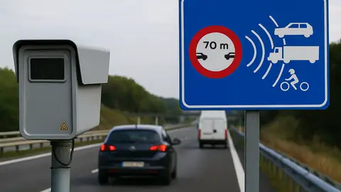 Un radar detectando la velocidad de un vehículo. Un radar detectando la velocidad de un vehículo.