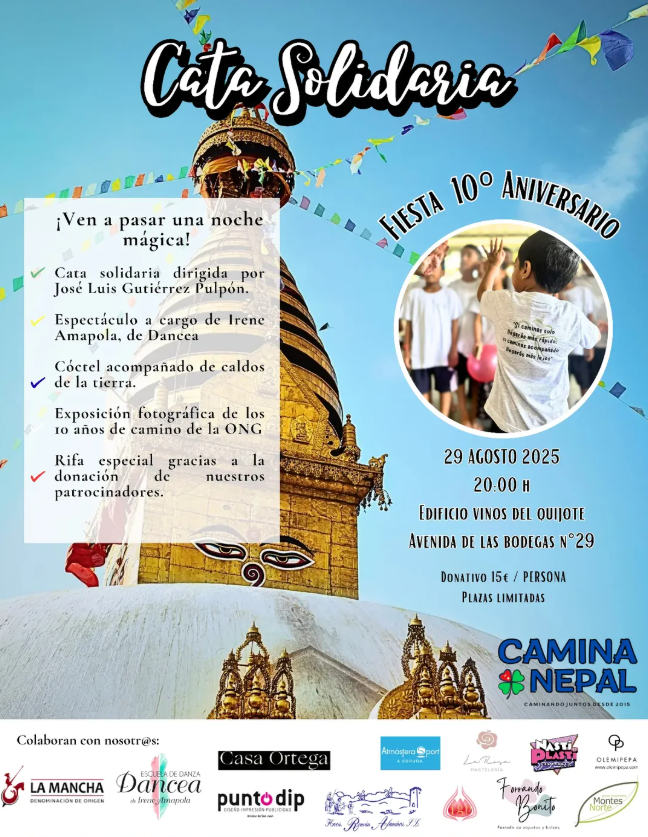 Hoy se celebra una cata solidaria en Alcázar de San Juan para celebrar los 10 años de Camina Nepal Hoy se celebra una cata solidaria en Alcázar de San Juan para celebrar los 10 años de Camina Nepal