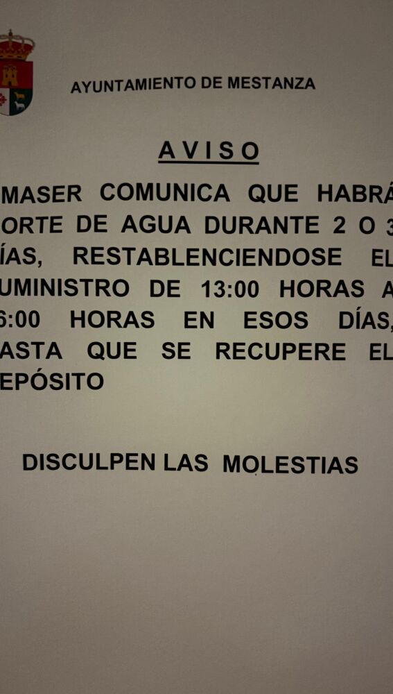 Aviso del Ayuntamiento de Mestanza