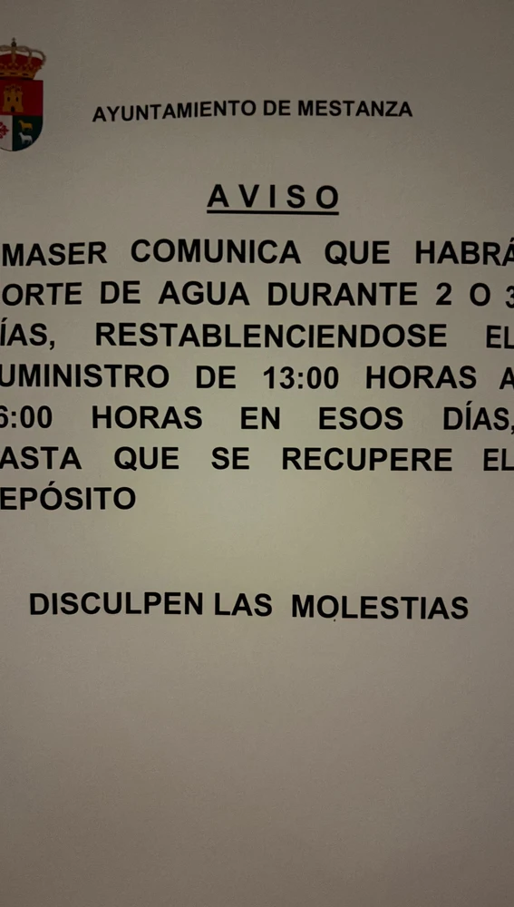 Aviso del Ayuntamiento de Mestanza Aviso del Ayuntamiento de Mestanza