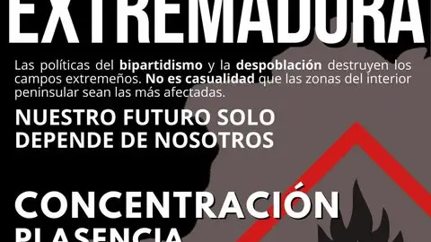 Convocan una concentración este viernes en Plasencia contra las políticas públicas de lucha contra los incendios forestales Convocan una concentración este viernes en Plasencia contra las políticas públicas de lucha contra los incendios forestales