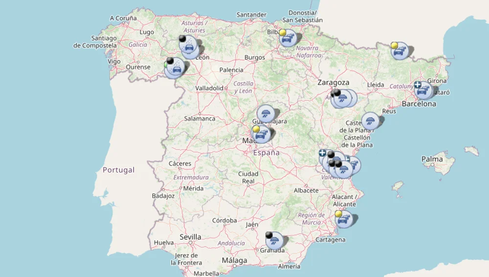 Estado de las carreteras el 29 de agosto a las 9:50 horas Estado de las carreteras el 29 de agosto a las 9:50 horas