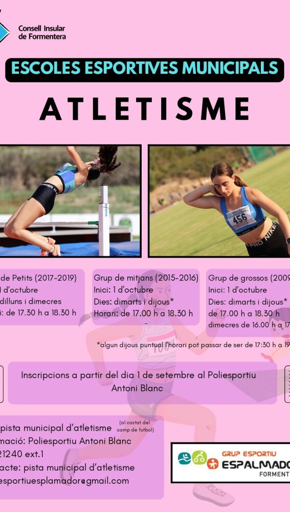 Cartel informativo de la escuela de Atletismo
