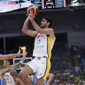 Santi Aldama durante el España - Grecia del Eurobasket 2025 Santi Aldama durante el España - Grecia del Eurobasket 2025