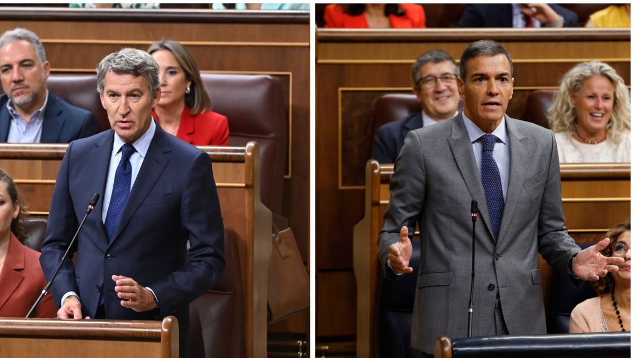 Nuevo rifirrafe entre Feijóo y Pedro Sánchez: "Solo le mueve el miedo a los jueces por lo que saben" Nuevo rifirrafe entre Feijóo y Pedro Sánchez: "Solo le mueve el miedo a los jueces por lo que saben"