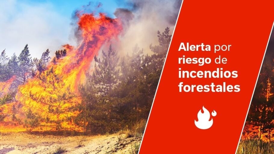 Cartel de anuncio de riesgo de incendio forestal empleado por el Gobierno de Canarias para anunciar riesgo por este motivo