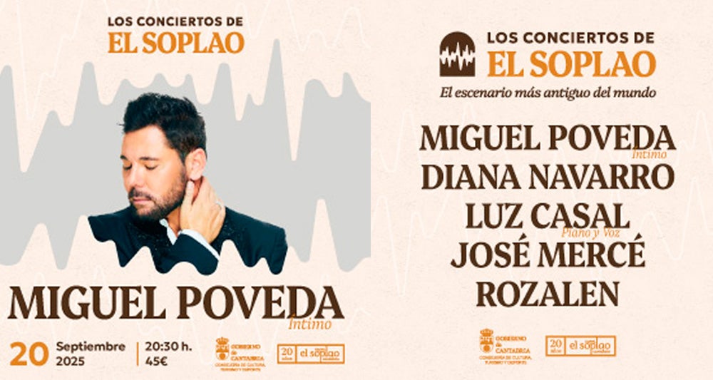 Miguel Poveda, Diana Navarro, Luz Casal, José Mercé y Rozalén actuarán en la cueva de El Soplao Miguel Poveda, Diana Navarro, Luz Casal, José Mercé y Rozalén actuarán en la cueva de El Soplao