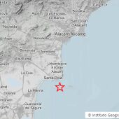 Mapa con ubicación del epicentro del terremoto de Santa Pola.