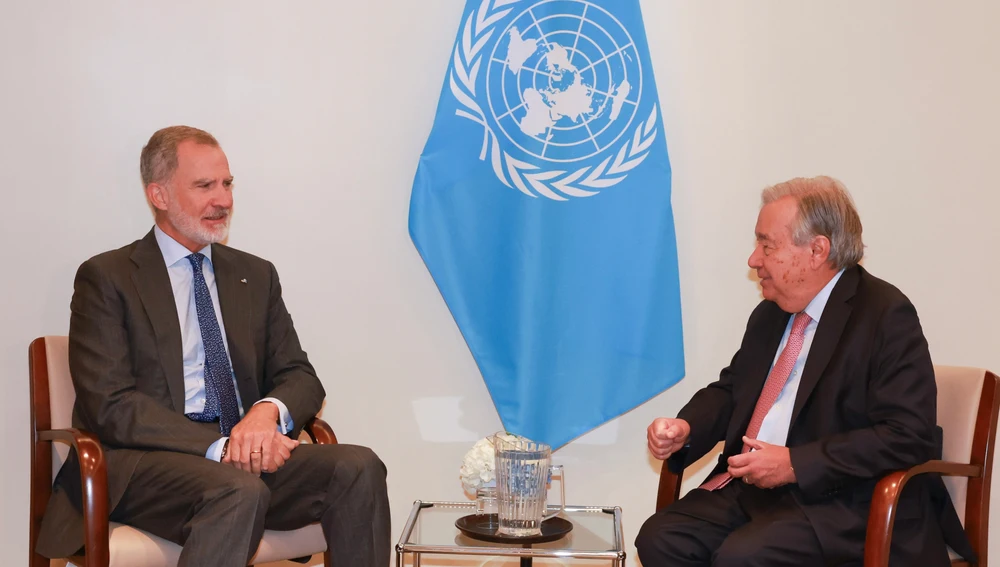El Rey con el Secretario General de Naciones Unidas, Antonio Guterres, en Nueva York. El Rey con el Secretario General de Naciones Unidas, Antonio Guterres, en Nueva York.