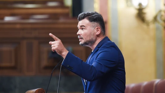 El portavoz de ERC, Gabriel Rufián, durante la sesión de control en el Congreso El portavoz de ERC, Gabriel Rufián, durante la sesión de control en el Congreso