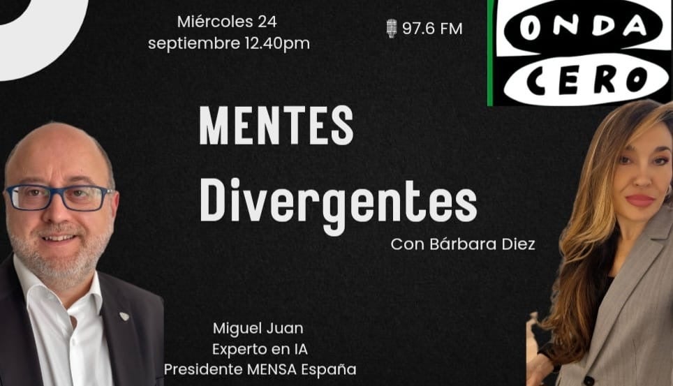 El presidente de Mensa España, Miguel Juan y la psicóloga Bárbara Díez, en Mentes Divergentes El presidente de Mensa España, Miguel Juan y la psicóloga Bárbara Díez, en Mentes Divergentes