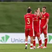 Celebración de uno de los goles del Tenerife al Real Madrid Castilla Celebración de uno de los goles del Tenerife al Real Madrid Castilla