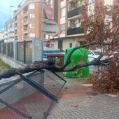 El temporal provoca la caída de un árbol y destroza la valla perimetral de la guardería municipal. 
