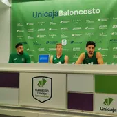 Chris Duarte, Alberto Díaz y Nihad Djedovic, de Unicaja Chris Duarte, Alberto Díaz y Nihad Djedovic, de Unicaja