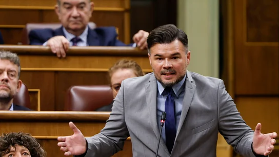 El portavoz de ERC, Gabriel Rufián interviene en la sesión del control al ejecutivo celebrada este miércoles. El portavoz de ERC, Gabriel Rufián interviene en la sesión del control al ejecutivo celebrada este miércoles. EFE/Mariscal