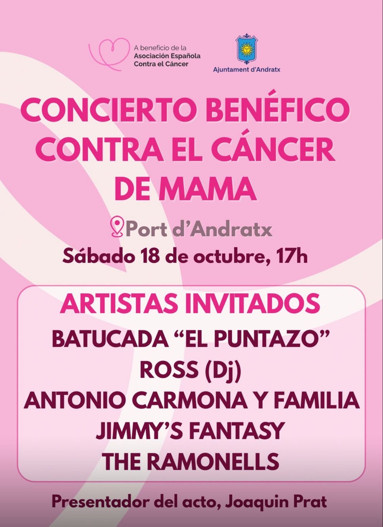 El Port d'Andratx acoge este sábado un concierto contra el cáncer de mama con Antonio Carmona