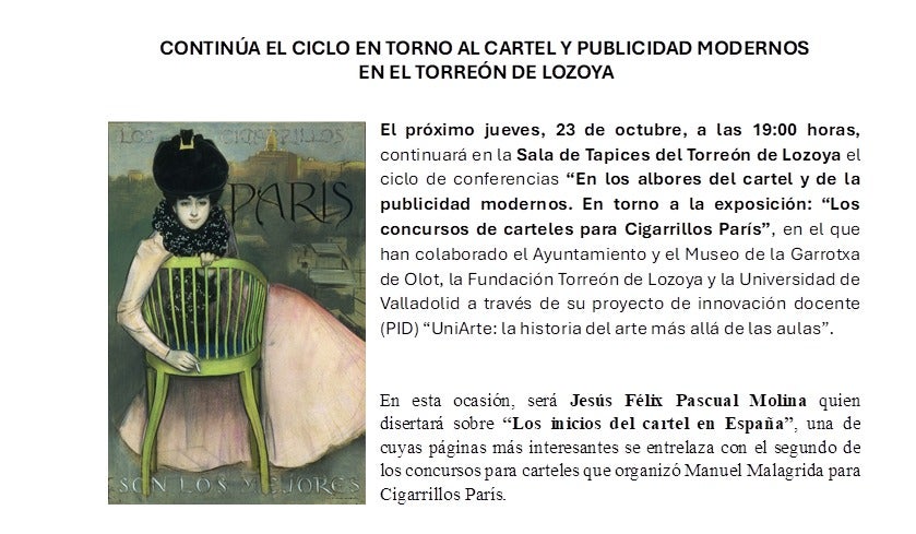 El Torreón de Lozoya acoge este jueves una nueva charla sobre el cartel y la publicidad El Torreón de Lozoya acoge este jueves una nueva charla sobre el cartel y la publicidad