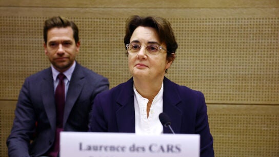 La directora del Louvre durante una comparecencia en el Senado. 