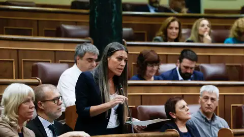 La portavoz de Junts, Míriam Nogueras, interviene durante la sesión de control al Ejecutivo que se celebra este miércoles en el Congreso, en Madrid. La portavoz de Junts, Míriam Nogueras, interviene durante la sesión de control al Ejecutivo que se celebra este miércoles en el Congreso, en Madrid.