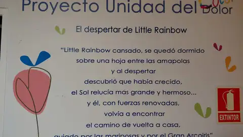 En la entrada de la Unidad de dolor infantil del Hospital La Paz En la entrada de la Unidad de dolor infantil del Hospital La Paz