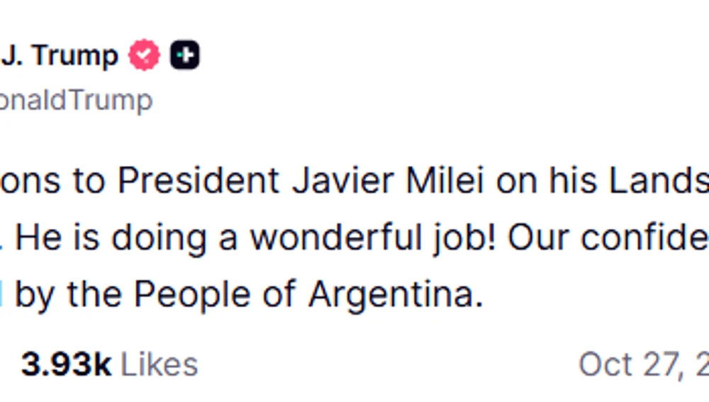 Mensaje de Trump en Truth Social Mensaje de Trump en Truth Social