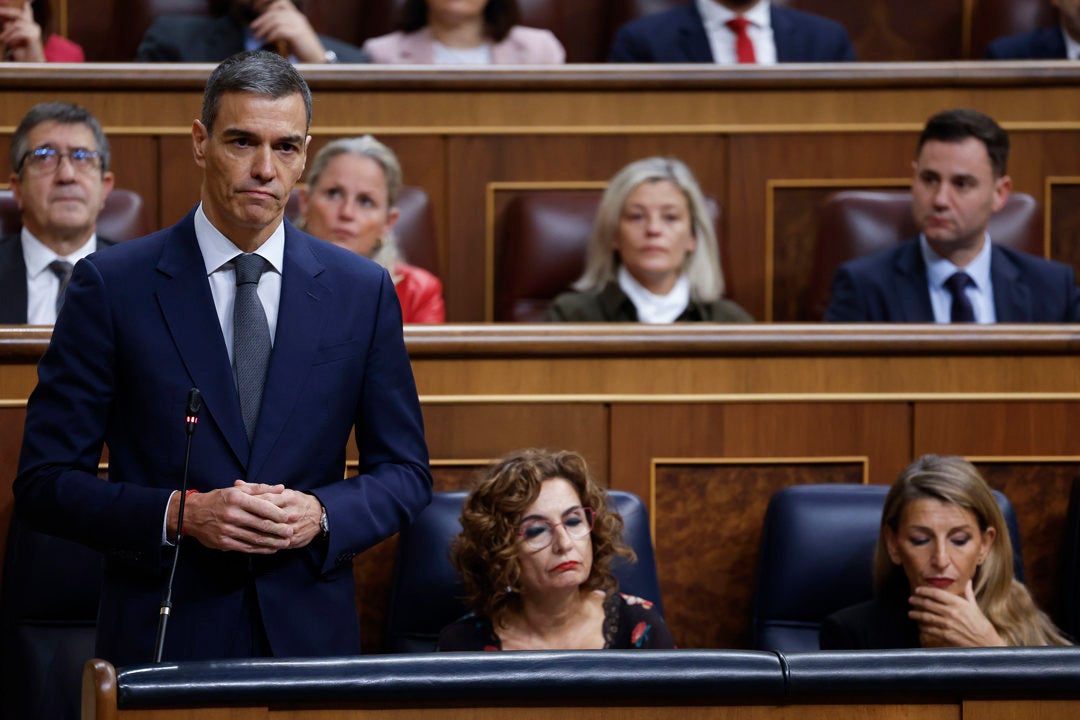 El presidente del Gobierno, Pedro Sánchez, interviene en la sesión de control al Gobierno celebrada este miércoles en el Congreso. El presidente del Gobierno, Pedro Sánchez, interviene en la sesión de control al Gobierno celebrada este miércoles en el Congreso.